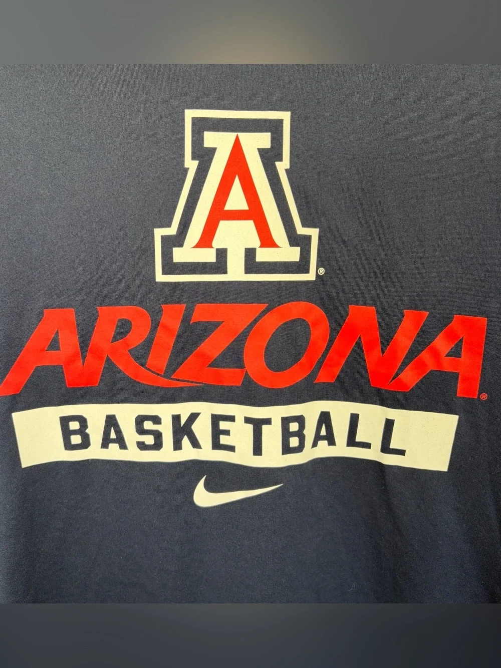 Nike Arizona Basketball Dri-Fit Crewneck T‑Shirt‎ Navy Blue/Red Arizona Logo Sml